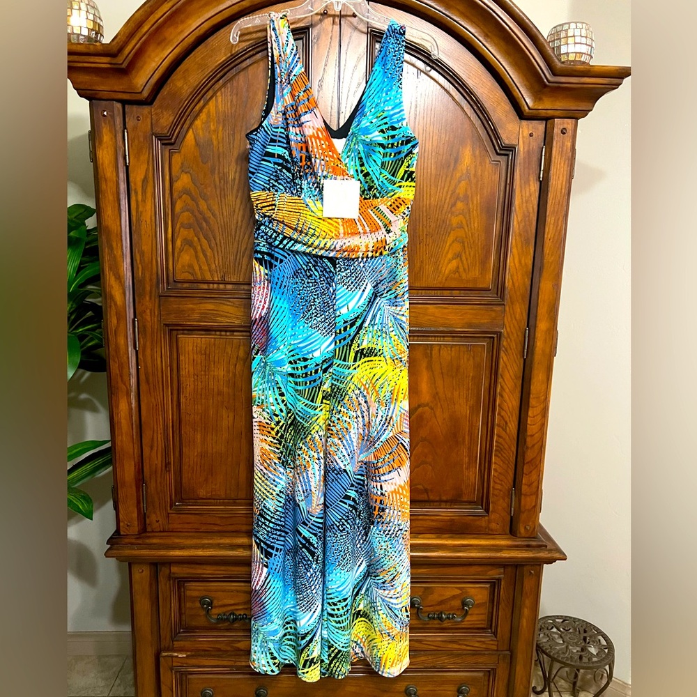 NWT, Cappagallo Vibrant Multicolor Sleeveless Maxi Dress